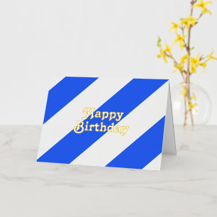 Retro Vintage Blue Stripes Happy Birthday Foil Greeting Card