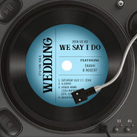 Retro Vintage Blue Vignette Vinyl Record Wedding