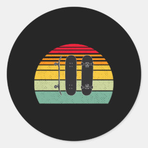 Retro Vintage Board- Cheerfully Skateboarding Week Classic Round Sticker