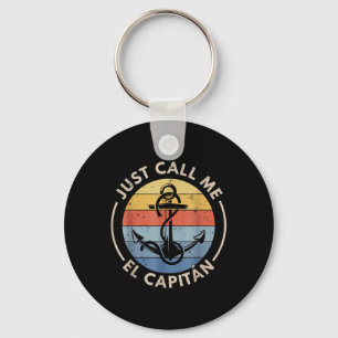 Retro Vintage Boat Just Call Me El Capitan Key Ring