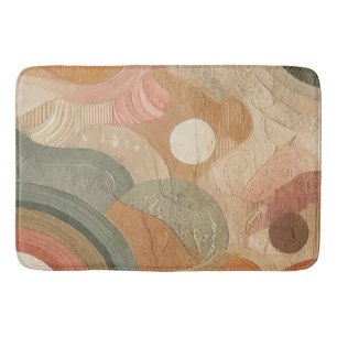 Retro Vintage Bohemian Earthy Abstract Design Bath Mat