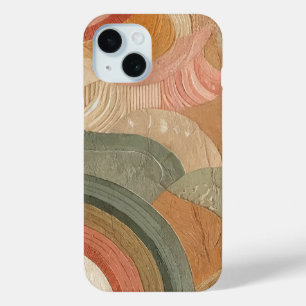 Retro Vintage Bohemian Earthy Abstract Design iPhone 15 Case
