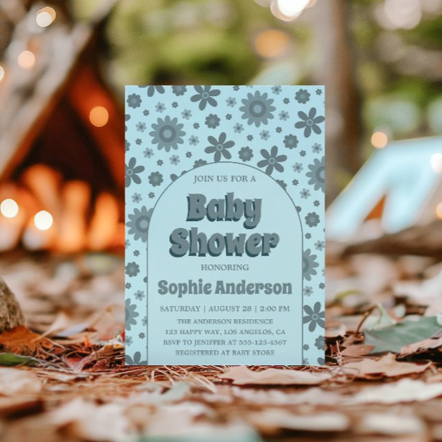 Retro Vintage Boho Daisy 70s Baby Shower  Invitation (Creator Uploaded)