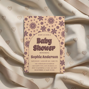 Retro Vintage Boho Daisy 70s Baby Shower Invitation