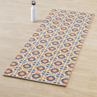 Retro vintage boho tiles colorful yoga mat