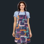 Retro Vintage Bold Geometric Purple Blue Cooking Apron<br><div class="desc">Add a splash of vintage charm to your kitchen with this retro geometric mod apron. Featuring a bold mid-century modern pattern in rich purples, blues, and warm accents, this stylish apron is perfect for cooking, baking, or hosting. A great gift for retro design lovers and home chefs who appreciate a...</div>