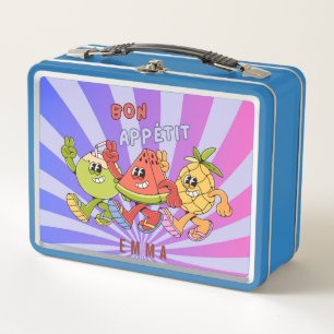 Retro Vintage Bon Appetit Summer Fruit Character  Metal Lunch Box
