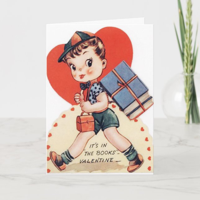 Retro Vintage book fun Valentine card (Front)