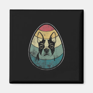 Retro Vintage Boston Terrier Dog Egg Happy Easter Magnet