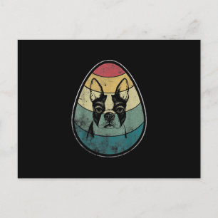 Retro Vintage Boston Terrier Dog Egg Happy Easter Postcard
