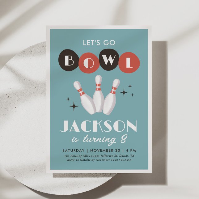 Retro Vintage Bowling Birthday Invitation (Creator Uploaded)