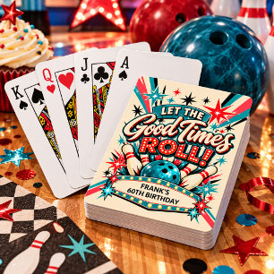 Retro Vintage Bowling Night Birthday Playing Cards