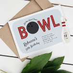 Retro Vintage Bowling Theme Birthday Party Invitation<br><div class="desc">Cute and creative bowling alley birthday for kids or adults invitations feature "let the good times bowl" across the top in retro lettering with a bowling ball in place of the letter "O". Personalise with your bowling theme birthday party details beneath. The date and time appear on a vintage style...</div>