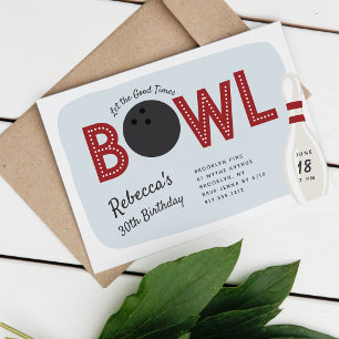 Retro Vintage Bowling Theme Birthday Party Invitation