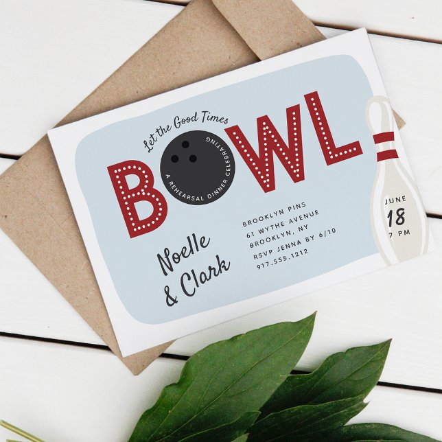 Retro Vintage Bowling Theme Rehearsal Dinner Invitation (Creator Uploaded)