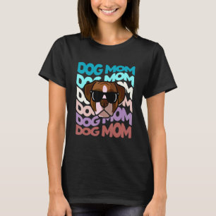 Retro Vintage Boxer Dog Mom Cool Sunglasses T-Shirt