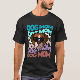 Retro Vintage Boxer Dog Mum Cool Sunglasses T-Shirt