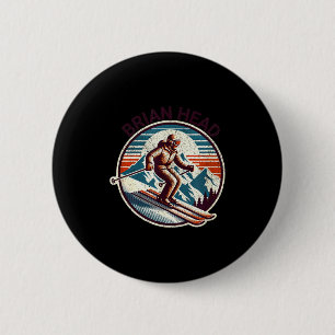 Retro vintage brian head utah ski resort winter 6 cm round badge
