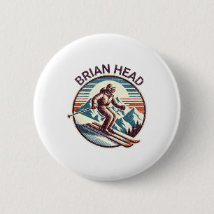 Retro Vintage Brian Head Utah Ski Resort Winter Sk 6 Cm Round Badge