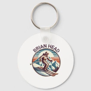 Retro Vintage Brian Head Utah Ski Resort Winter Sk Key Ring
