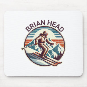 Retro Vintage Brian Head Utah Ski Resort Winter Sk Mouse Mat