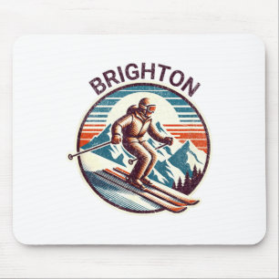 Retro vintage brighton utah ski resort winter mouse mat