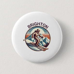 Retro Vintage Brighton Utah Ski Resort Winter Skii 6 Cm Round Badge