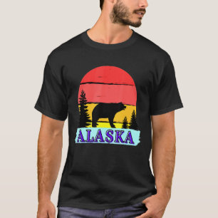 Retro Vintage Brown Grizzly Bear Alaska State Fore T-Shirt