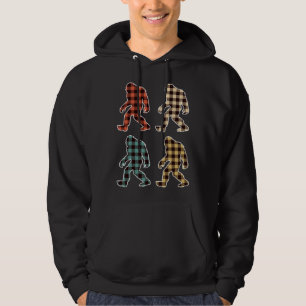 Retro Vintage Buffalo Plaid Bigfoot Sasquatch Chri Hoodie