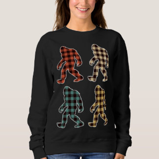 Retro Vintage Buffalo Plaid Bigfoot Sasquatch Chri Sweatshirt