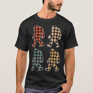 Retro Vintage Buffalo Plaid Bigfoot Sasquatch Chri T-Shirt