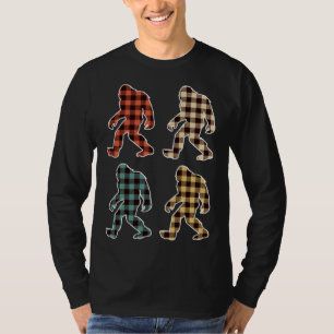 Retro Vintage Buffalo Plaid Bigfoot Sasquatch Chri T-Shirt