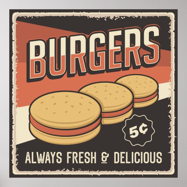 retro vintage burger business  poster (Front)