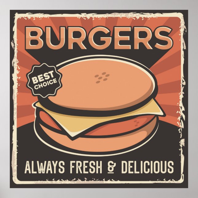 retro vintage burger business poster (Front)