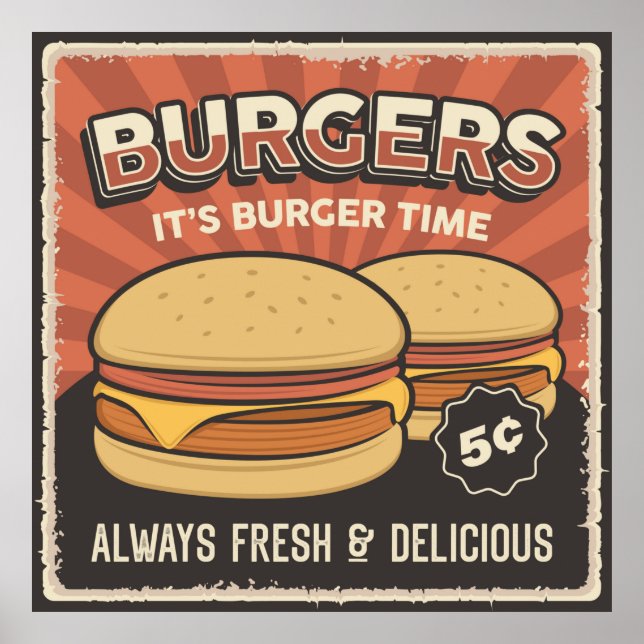 retro vintage burger business  poster (Front)
