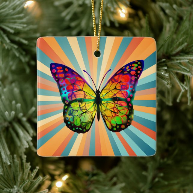 RETRO VINTAGE BUTTERFLY ABSTRACT CERAMIC ORNAMENT (Tree)
