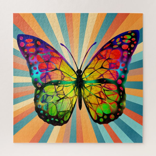 RETRO VINTAGE BUTTERFLY ABSTRACT JIGSAW PUZZLE (Vertical)