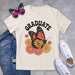Retro Vintage Butterfly Floral Graduate Tri-Blend Shirt