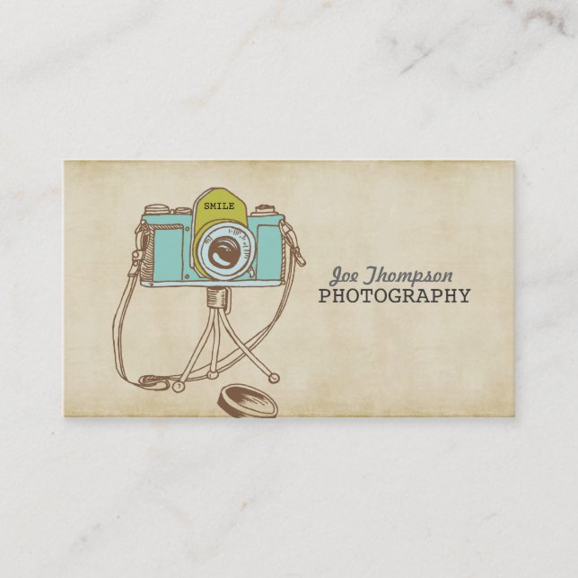 Retro Vintage Camera Photographer Business Cards (Front)