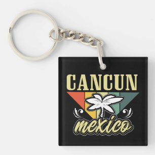 Retro Vintage Cancun Mexico Key Ring
