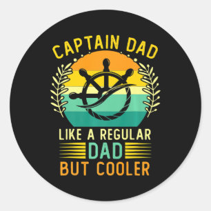 Retro Vintage Captain Dad Father's Day Boat Classic Round Sticker
