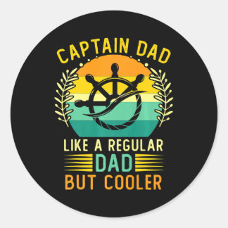 Retro Vintage Captain Dad Father's Day Boat Classic Round Sticker