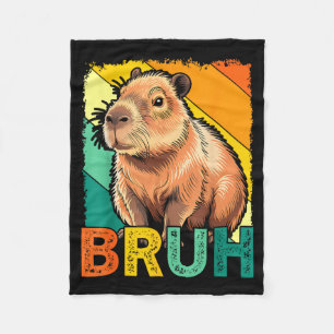 Retro Vintage Capybara Bruh Meme For Boys Girls Me Fleece Blanket