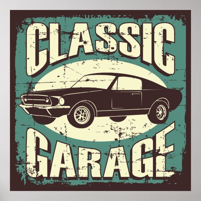 retro vintage car garage  poster (Front)