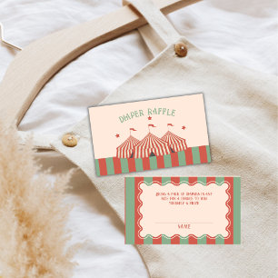 Retro Vintage Carnival Diaper Raffle Baby Shower Enclosure Card