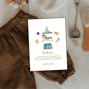 Retro Vintage Carousel Carnival Baby Shower  Thank You Card