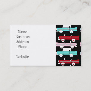 Retro Vintage Cars Pink Red Turquoise Blue Hot Rod Business Card