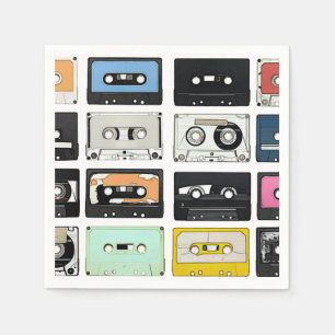 Retro vintage Cassette Mix Tapes art pattern Napkin