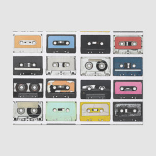 Retro vintage Cassette Mix Tapes art pattern Tissue Paper