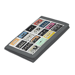 Retro vintage Cassette Mix Tapes art pattern Trifold Wallet